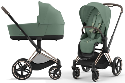 Універсальна коляска 2 в 1 Cybex Priam 4.0 Leaf Green шасі Rose gold
