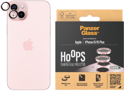 Szkło hartowane PanzerGlass Hoops Camera Lens Protector do Apple iPhone 15 / 15 Plus Pink (5711724011924)