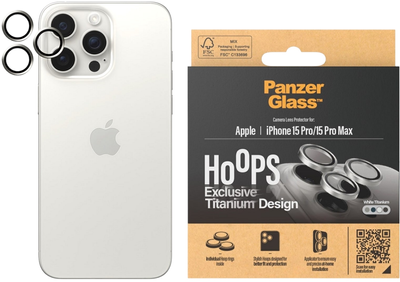 Szkło hartowane PanzerGlass Hoops Camera Lens Protector do Apple iPhone 15 Pro / 15 Pro Max White Titanium (5711724011979)