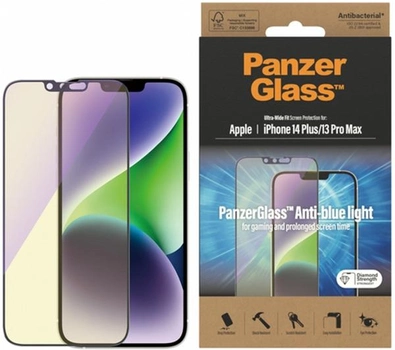 Szkło hartowane PanzerGlass Anti-blue light Screen Protector do Apple iPhone 14 Plus / 13 Pro Max Ultra-Wide Fit (5711724027819)