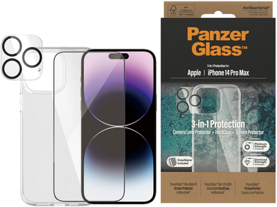 Набір PanzerGlass 3-in-1 Pack для Apple iPhone 14 Pro Max чохол + Захисне скло + Захисне скло для камери (B0404+2786)