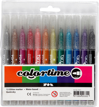 Markery brokatowe Colortime Glitter 12 szt (5712854203302)