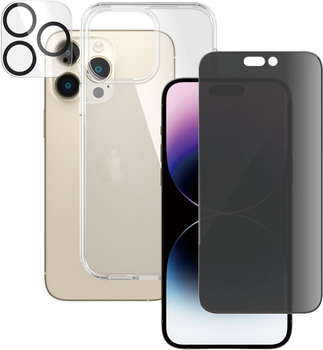 Zestaw PanzerGlass Privacy 3-in-1 Pack do Apple iPhone 14 Pro Max etui + szkło hartowane + szkło do obiektywów (B0404+P2786)