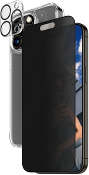 Zestaw PanzerGlass Privacy 3-in-1 Pack do Apple iPhone 15 Pro Max etui + szkło hartowane + szkło do obiektywów (B1175+P2812)