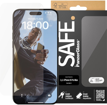 Захисне скло PanzerGlass Safe Screen Protector для Apple iPhone 15 Pro Max Ultra-Wide Fit (SAFE95537)