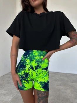 Женская укороченная футболка TOP свободного кроя для любых активностей Oversize S Черная (TH010000S)