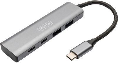 Hub USB Digitus USB-C to 2 x USB-A, 2 x USB-C Silver (DA-70245)