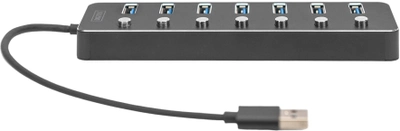 Hub USB Digitus USB 3.0 Type-A 7-portowy z wyłącznikami Grey (DA-70248)