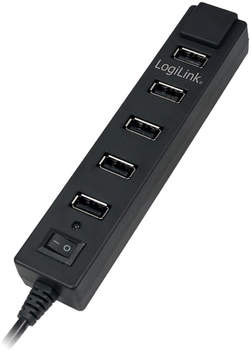 USB-хаб LogiLink USB 2.0 Type-A 7-портовий з вимикачем Black (4052792006889)