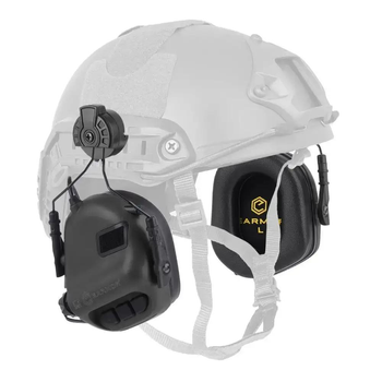 Активні тактичні навушники Earmor M31H для шоломів FAST і напрямних ARC Helmet Rails. Колір: Чорний