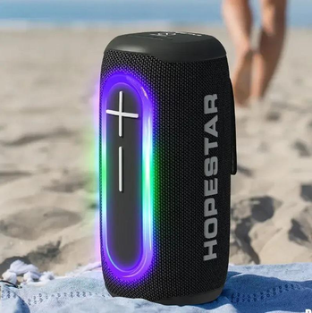 Колонка блютуз 20Вт Hopestar P60 с RGB подсветкой портативная переносная Bluetooth колонка хопстар, Black