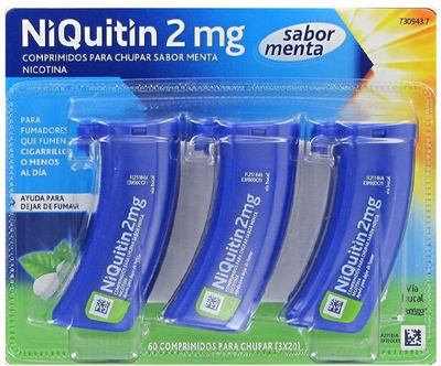 Таблетки против курения NiQuitin 2 mg Mint Flavour Suckable 3x20 таблеток (8470007309437)