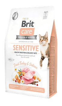 Сухий беззерновий корм для котів з чутливим травленням Brit Care Sensitive Digestion з індичкою та лососем 2 кг
