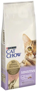 Sucha karma dla kotów PURINA Cat Chow Sensitive na nadwrażliwość z łososiem 15kg (7613035394902)