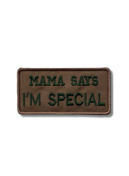 Шеврон на липучке Мама говорит я особенный Mama says i'm special 9см х 4.5см койот (12144)