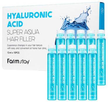 Ампули для волосся FarmStay Hyaluronic Acid Super Aqua Hair Filler зволожувальні 10х13 мл (8809615881422 / 8809615881439)