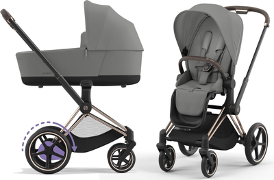 Універсальна коляска 2 в 1 Cybex e-Priam 4.0 Mirage Grey шасі Rosegold