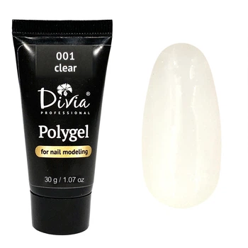 Гель акриловий для нарощування нігтів Divia Polygel Di908 01 прозорий 30 г (6921772251855)