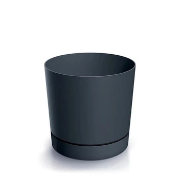 Горшок для цветов Prosperplast TUBO P 14.8х14.8х14.7см круглый с подставкой антрацит (66897-433)