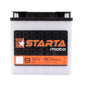 Мото акумулятор STARTA Moto 6CT 9 клема конус R+