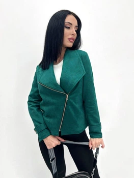 Жіноча замшева куртка-жакет Fashion 42/44 зелений