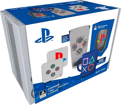 Подарунковий набір ABYstyle Playstation Box Glass XXl + Mug + 2 Coasters Classic 2019 (5028486417131)