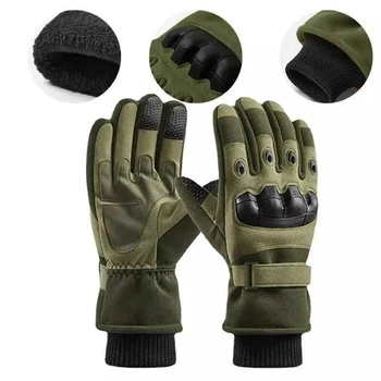 Зимние тактические перчатки Олива XL 24-25 см.