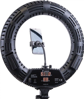 Кільцева лампа LUMERTY Premium 45см-96Вт / світлодіодне LED кільце на штативі з кріпленням для телефону - для фото/ видео, селфі, набір для блогерів, beauty-майстрів (96watt-346)