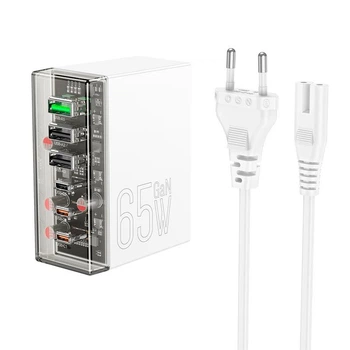 Сетевое Зарядное Устройство HOCO HOCO Fuerza six-port charger N36 |3USB/3Type-C, 65W/3A, PD/QC Быстрая Зарядка
