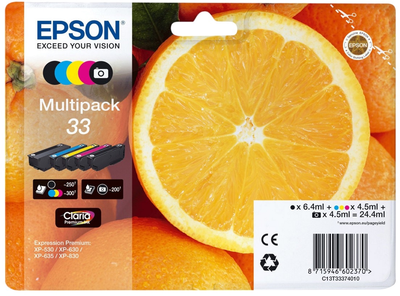 Zestaw tuszy Epson 33 Black/Photo Black/Cyan/Magenta/Yellow (C13T33374011)