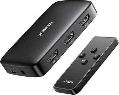 Коммутатор HDMI UGREEN HDMI 2.0 Switch 3 In 1 Out пульт ДУ 4k 30hz Black (80125)