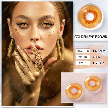 Лінзи кольорові без діоптрій оранжеві Golden Eye Brown + контейнер для зберігання
