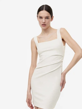 Сукня коротка літня жіноча H&M 061158698 XS Кремова (6666000303479)