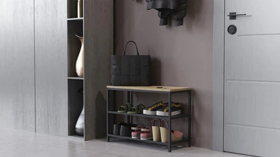 Банкетка универсальная Ferrum-decor Слайм 45x63x26 черный ДСП Дуб Сонома 16мм (XK00004)
