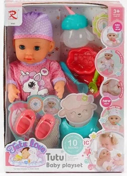 Пупс Tutu Baby playset 9563 музичний чіп, характерні звуки та фрази, заплющує очі, аксесуари