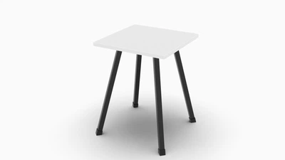Табурет Ferrum-decor 430x320x320 Черный металл ДСП Белый 16 мм (TAB001)