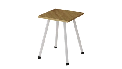Табурет Ferrum-decor 430x320x320 Белый металл ДСП Дуб Артизан 16 мм (TAB013)
