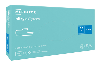 Рукавички нітрилові Mercator Medical Nitrylex Green M М'ятні 100 шт (00-00000112)