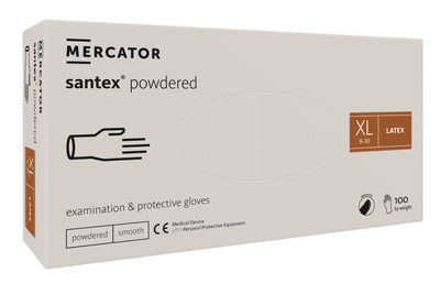 Рукавички латексні Mercator Medical Santex Powdered XL Кремові 100 шт (00-00000050)
