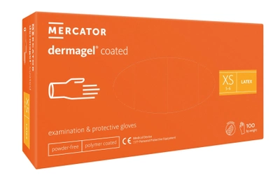 Рукавички латексні Mercator Medical Dermagel Coated XS Білі 100 шт (00-00000039)