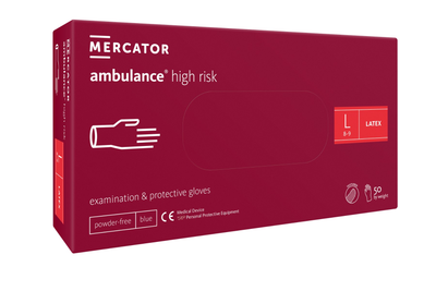 Рукавички латексні Mercator Medical Ambulance High Risk підвищеної міцності L Сині 50 шт (00-00000027)