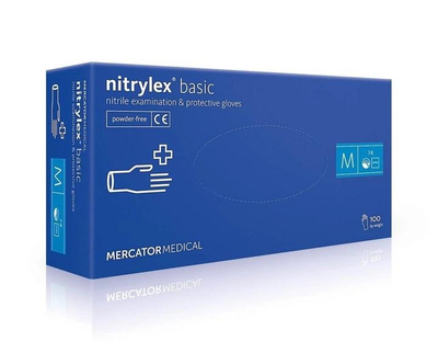 Рукавички нітрилові Mercator Medical Nitrylex Basic M Сині 100 шт (00-00000031)