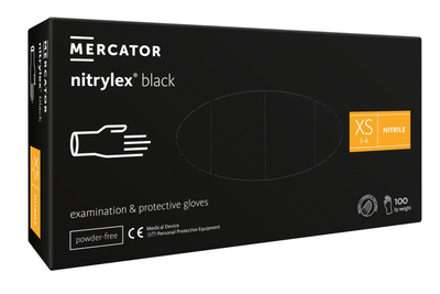 Рукавички нітрилові Mercator Medical Nitrylex Black XS Чорні 100 шт (00-00000035)