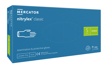 Рукавички нітрилові Mercator Medical Nitrylex Classic S Сині 100 шт (00-00000012)