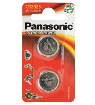 Литиевая батарейка Panasonic CR2025 Lithium CR-2025EL/2B 3-6В Блистер 2шт