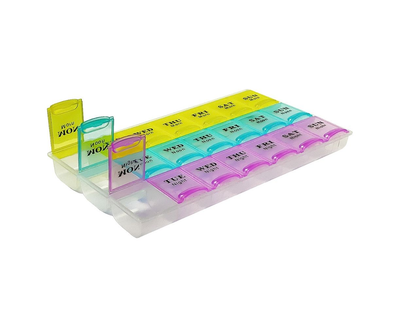 Органайзер для таблеток Prime R529A (214*121*25мм, 21 ячейка), таблетница на 7 дней пластиковая, прозрачная