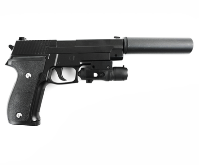 Детский страйкбольный пистолет Colt G.26A металлический с глушителем и прицелом Galaxy G.26A