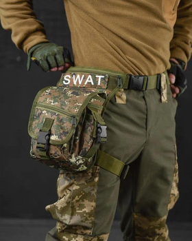Тактическая поясная сумка на ногу SWAT Cordura 1000D пиксель (16705)