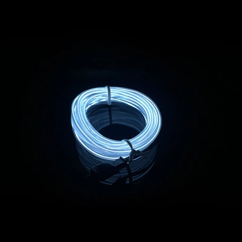 Гибкий неоновый шнур в салон авто 5 м в USB Холодный белый , холодный неон (с инвертором) контурная подсветка