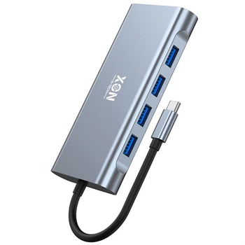 Док-станция XON SmartHub 11 в 1 (Ethernet, VGA, HDMI, 3.5 Audio, SD/TF, Type-C, 2xUSB3.0, 2xUSB2.0) Серый (UHCHP113322G 5269)